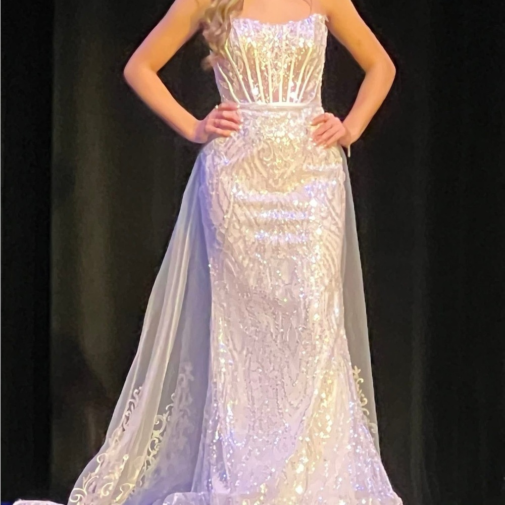 ellie wilde Strapless Sequin Ivory Evening Gown
